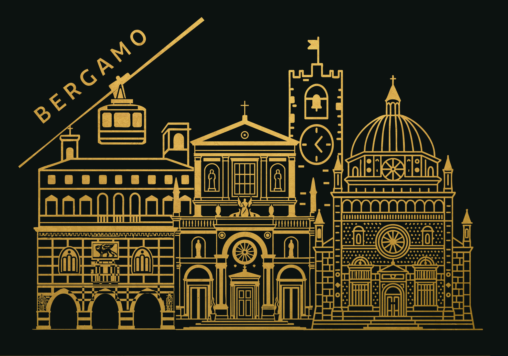 Magnete souvenir design Bergamo